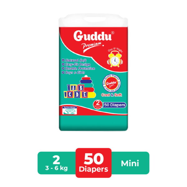 Guddu Diaper 50 Pcs Budget Pack - Size Small-2