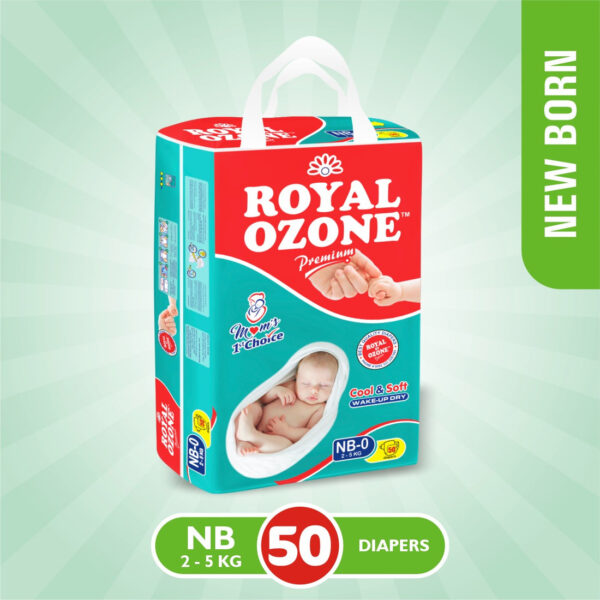 Royal Ozone Diaper 50 Pcs Budget Pack | Size 1 - (NB-0)