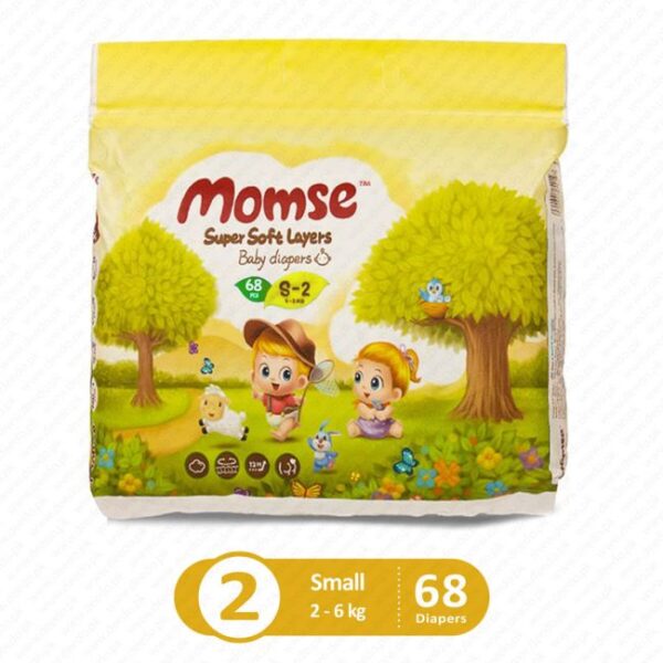 Momse Diaper Jumbo Pack Size Small (2) - 68 Pcs