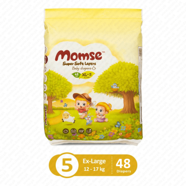 Momse Diapers Jumbo Pack Size XL-5 | 48 Pcs