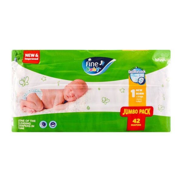 Fine Baby Diaper 42 Pcs Jumbo Pack Size NB-1 (New Born)