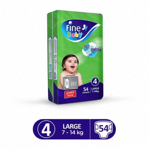 Fine Baby Diaper - 54 Pcs Jumbo Pack | Size Large 4