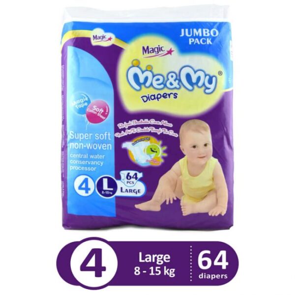 Me & My Magic Diapers Jumbo - Size Large-4 (L) | 64 Pcs