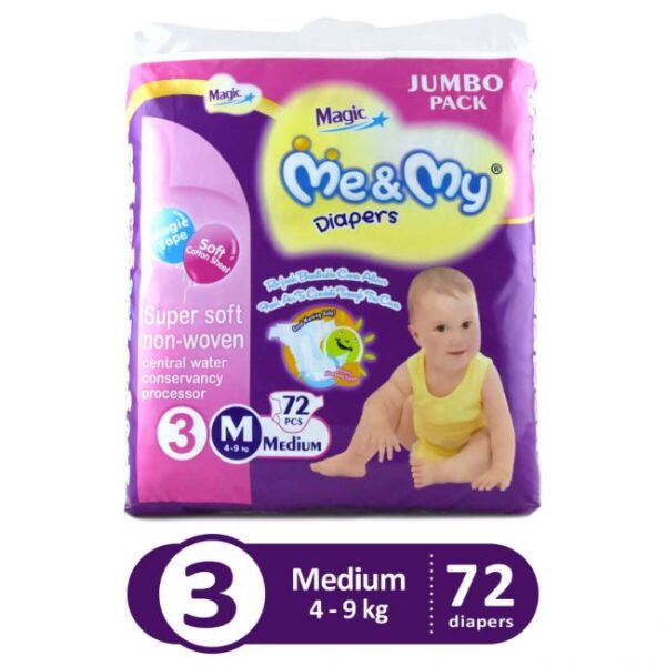 Me & My Magic Diapers Jumbo - Size Medium-3 | 72 Pcs