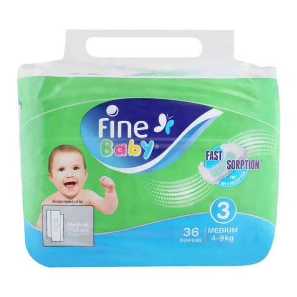 Fine Baby Diaper 36 Pcs Economy Pack | Size (M) Medium-3