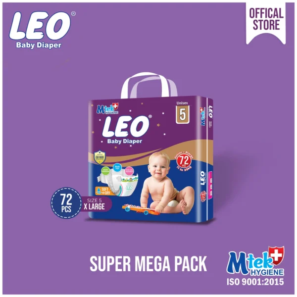 Leo Mtek Baby Diaper 72 Pcs Mega Pack | Size XL-5