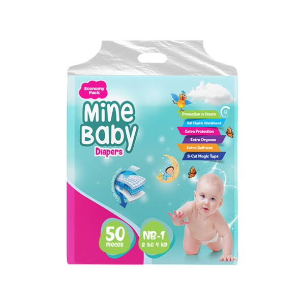 Mine Baby Diaper 50Pcs Budget Pack- Size NB 0/1