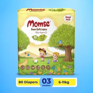 Momse Baby Diaper Mega Pack - Size 3 Medium - 80 Diaper