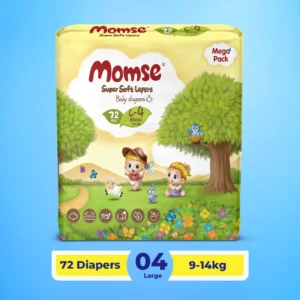 Momse Baby Diaper Mega Pack - Size 4-Large - 72 Diapers