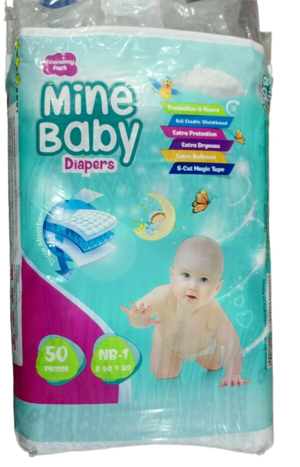 Mine Baby Diaper 50Pcs Budget Pack- Size NB 0/1 - Image 2