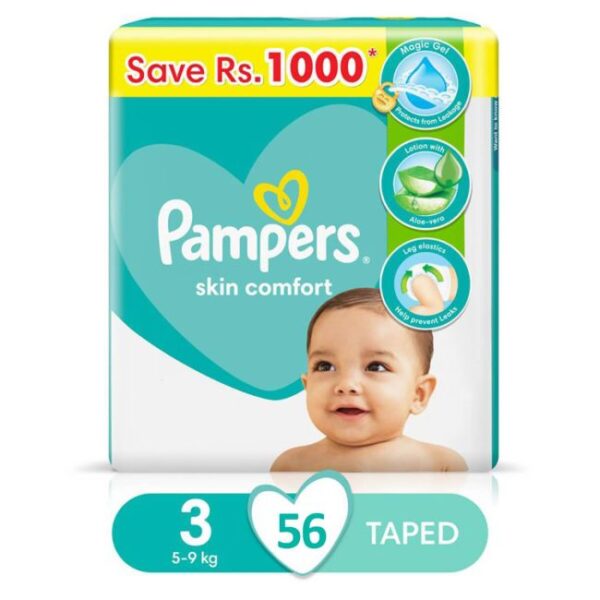 Pamper Baby Diaper Size Medium-3 - 56 Pcs