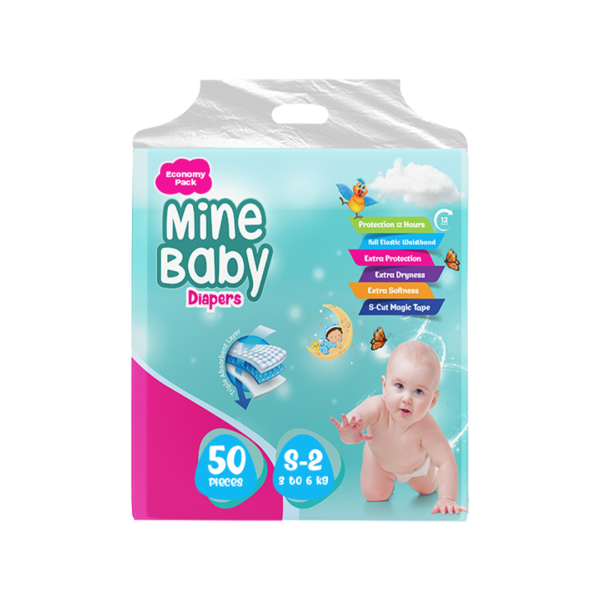 Mine Baby Diaper 50Pcs Budget Pack- Size Small - 2