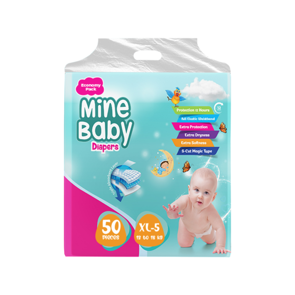 Mine Baby Diaper 50Pcs Budget Pack- Size XL - 5