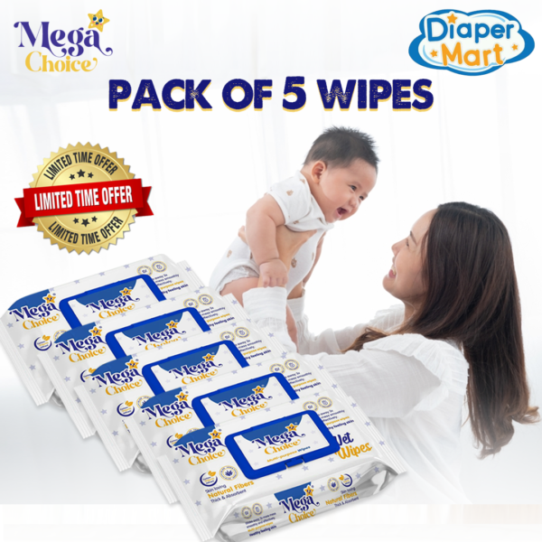 Mega Choice Premium Wipes (Pack Of 5)